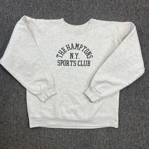 Firstport Vintage Style The Hamptons Sports Club Sweatshirt M Gray Preppy NY